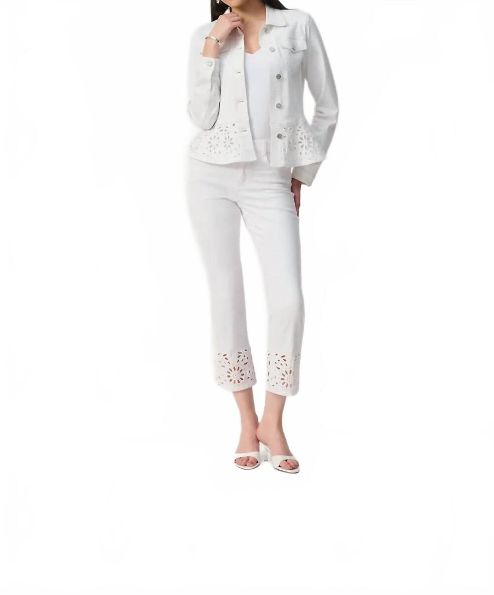NEW JOSEPH RIBKOFF cropped mid-rise trousers in white